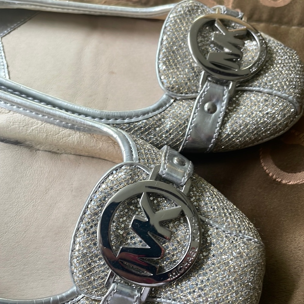 Michael Kors silver sparkle flats